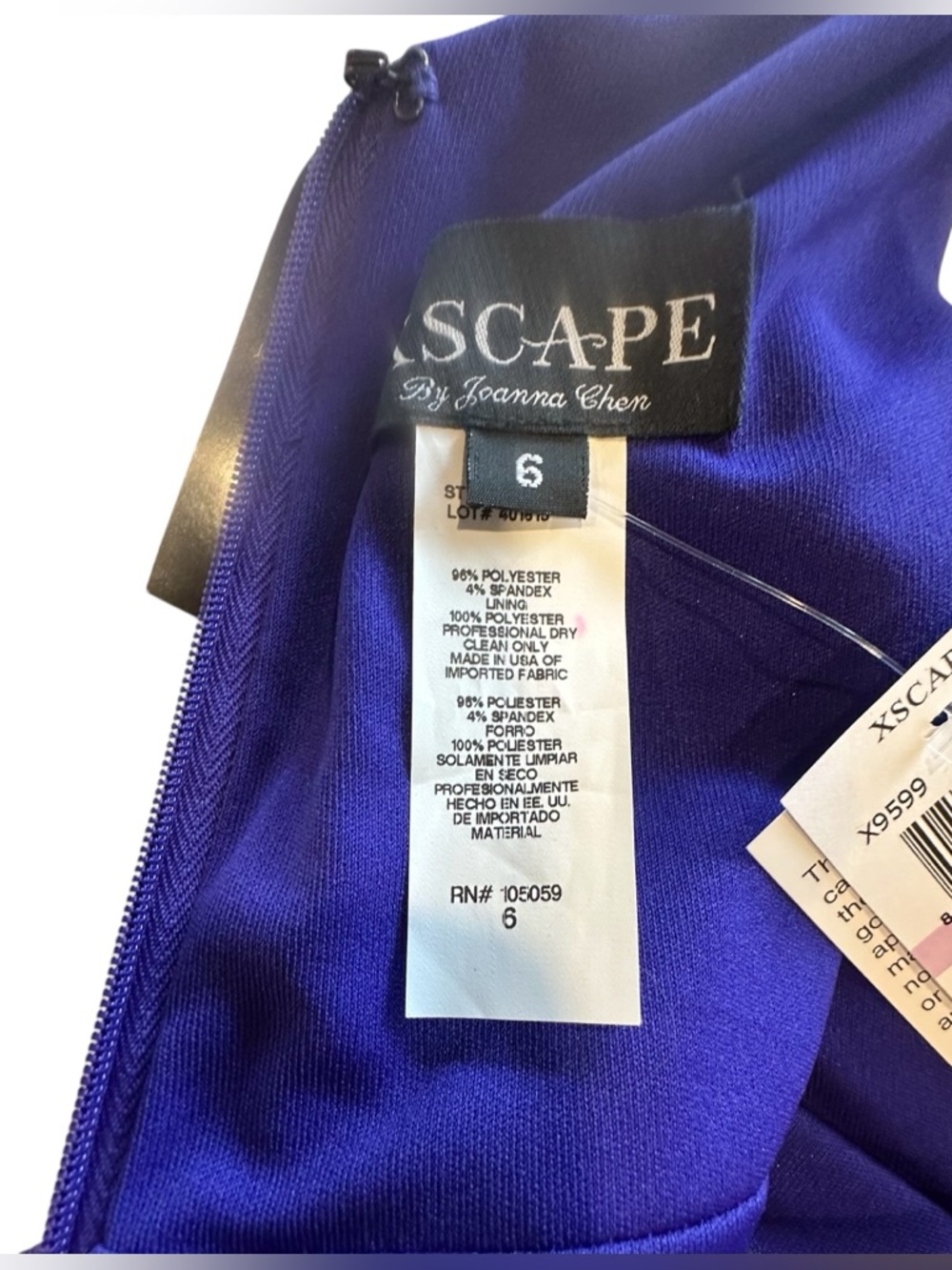 NWT Xscape Cocktail Dress Royal Blue/Purple Ruched One Shoulder Satin Mini Sz 6 - Picture 4 of 12